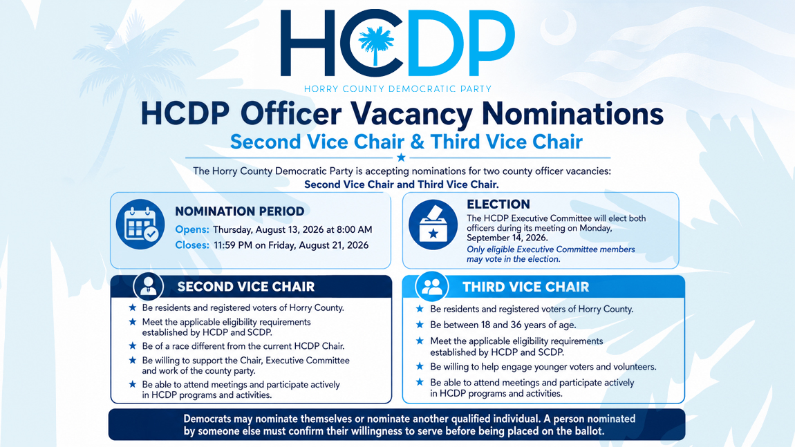 HCDP Accepting Nominations for Second and Third Vice Chair